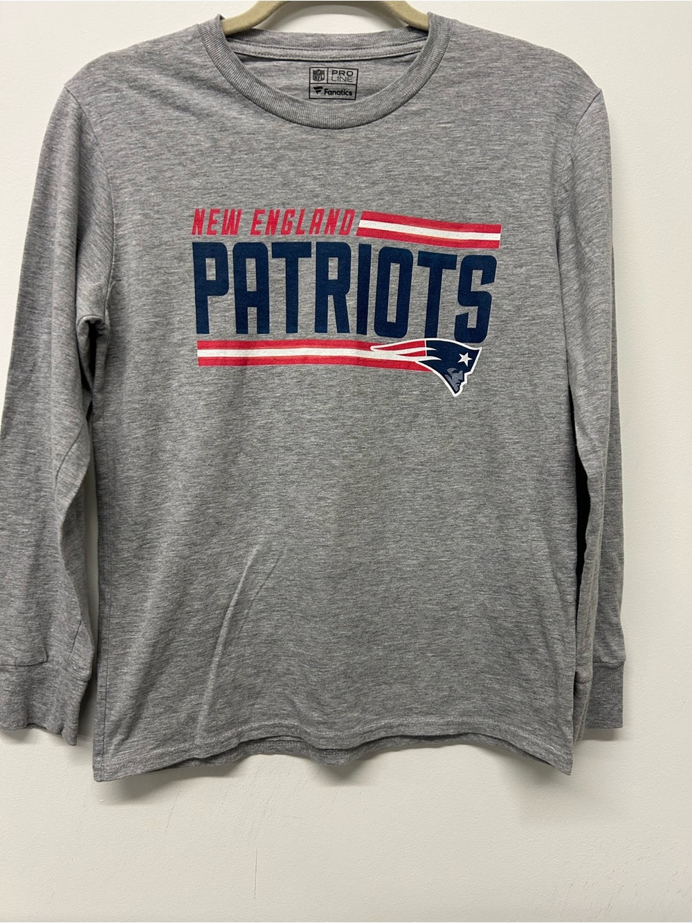 New England Patriots Gray Long-Sleeve Kids Tee Large